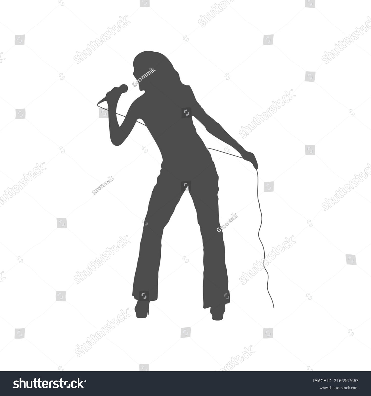 Singer Microphone Vector Silhouette Creative Thematic Stock Vector