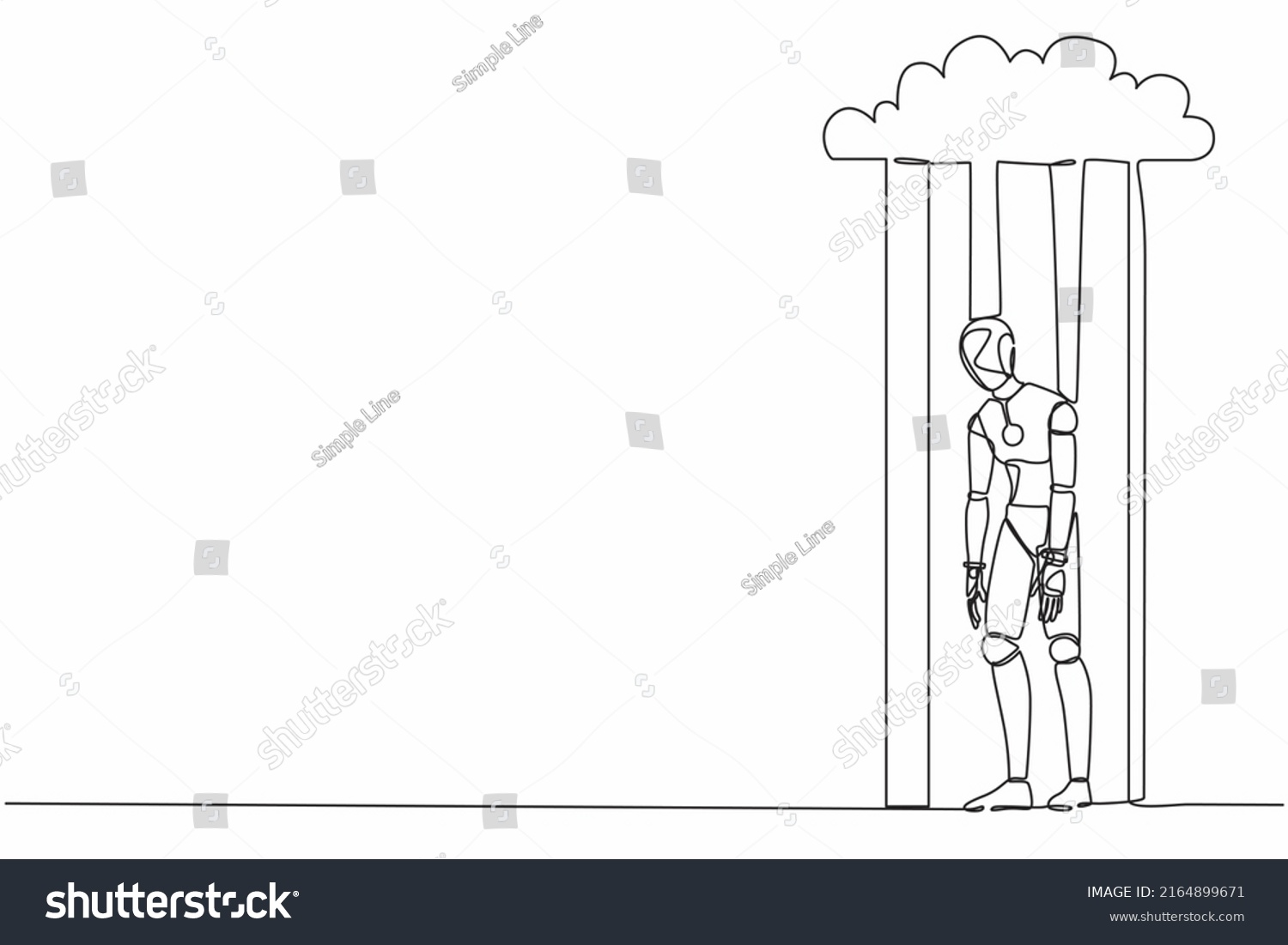 Single Continuous Line Drawing Unhappy Depressed Stock Vector Royalty