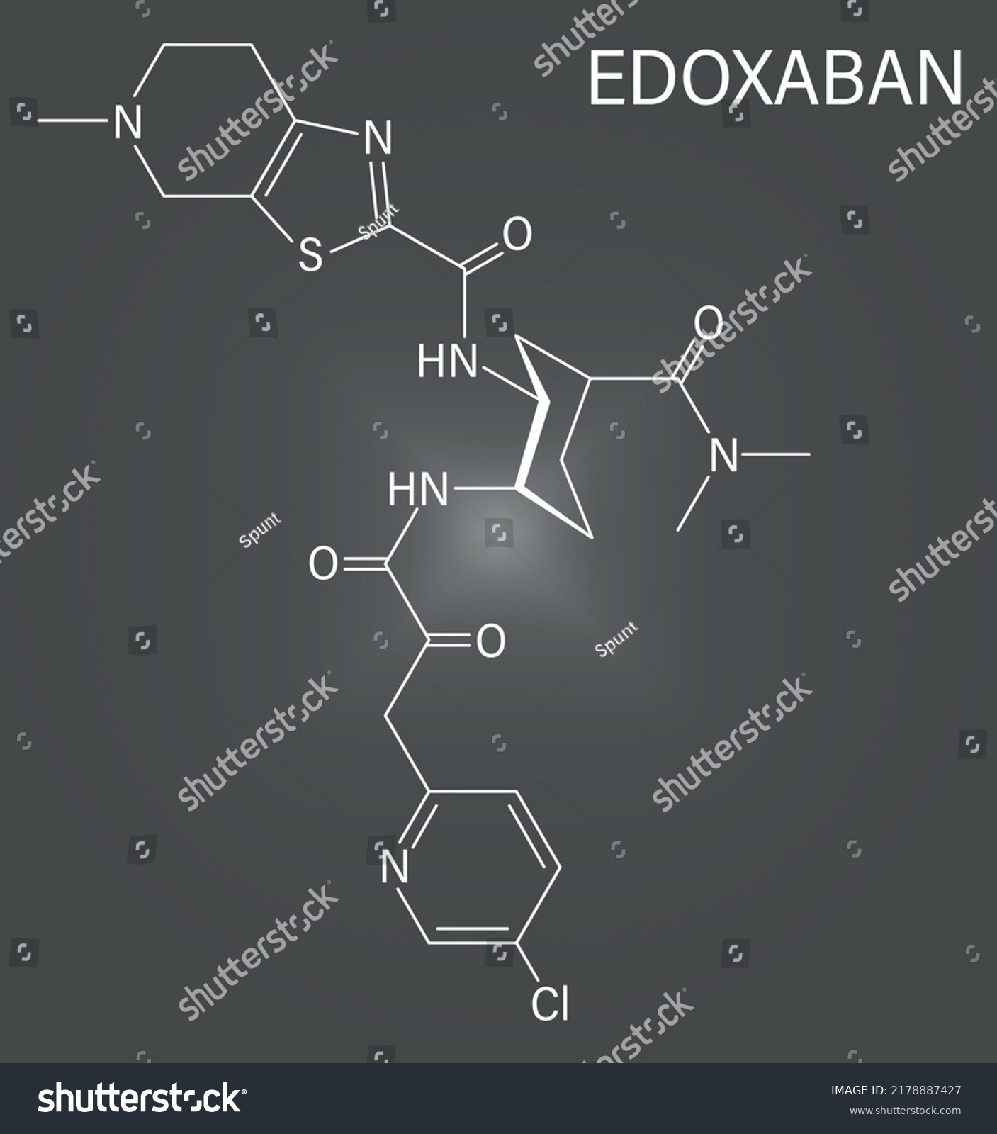 Skeletal Formula Edoxaban Anticoagulant Drug Molecule Stock Vector