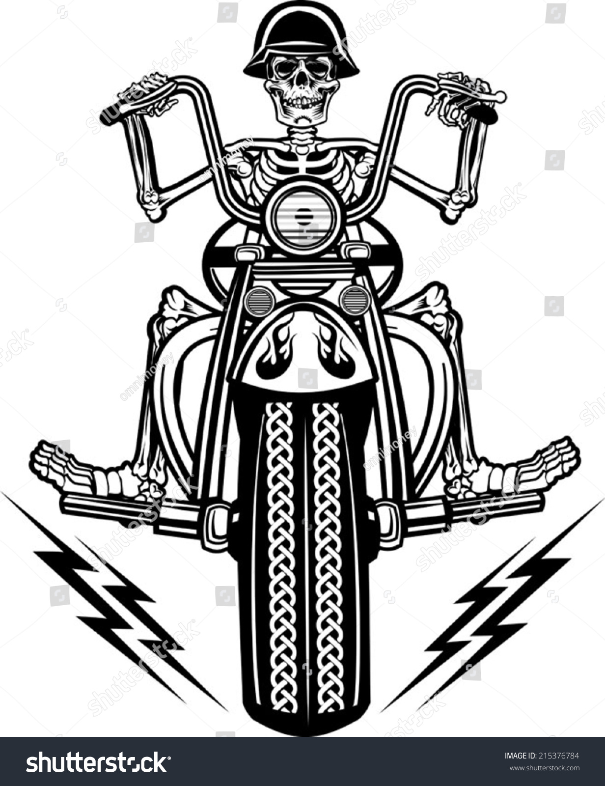 Skeleton On Motorcycle Stock Vector Illustration 215376784 Shutterstock