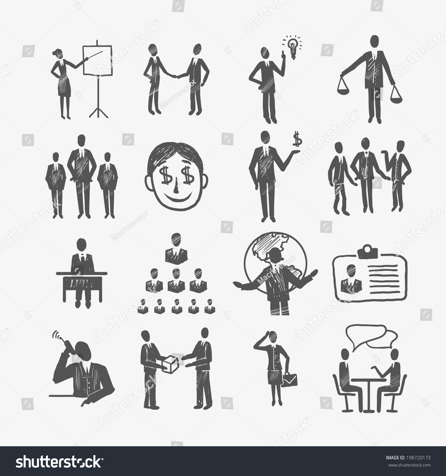 Sketch Business Organization Management Structure Meeting People Icon