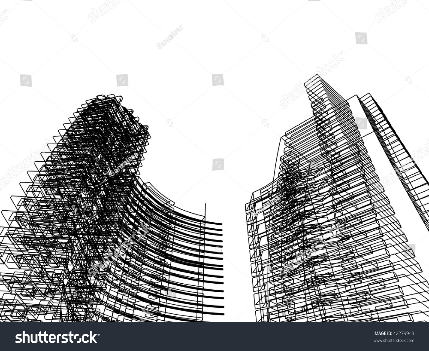 Sketch City Of The Future Stock Vector Illustration 42279943 : Shutterstock