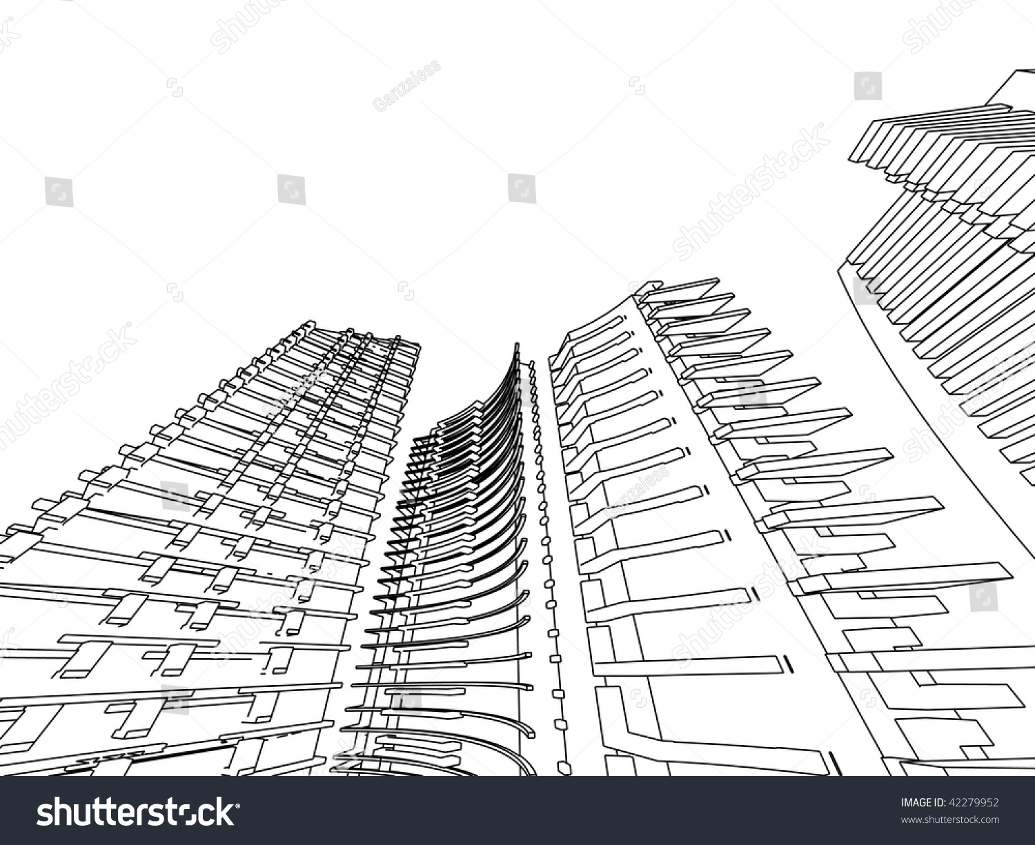 Sketch City Of The Future Stock Vector 42279952 : Shutterstock