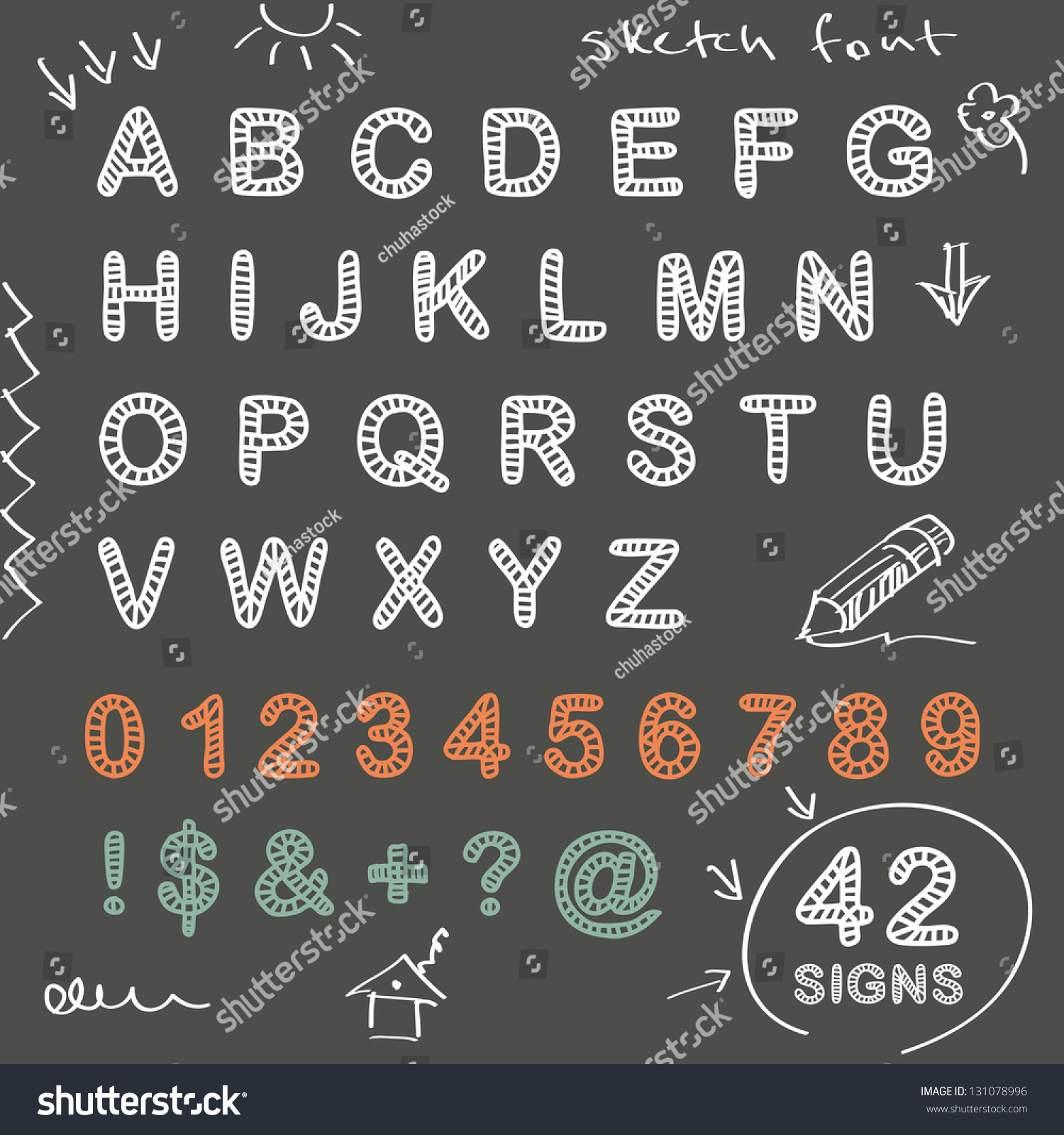 Sketch Doodle Chalk Font Vector Stock Vector Royalty Free