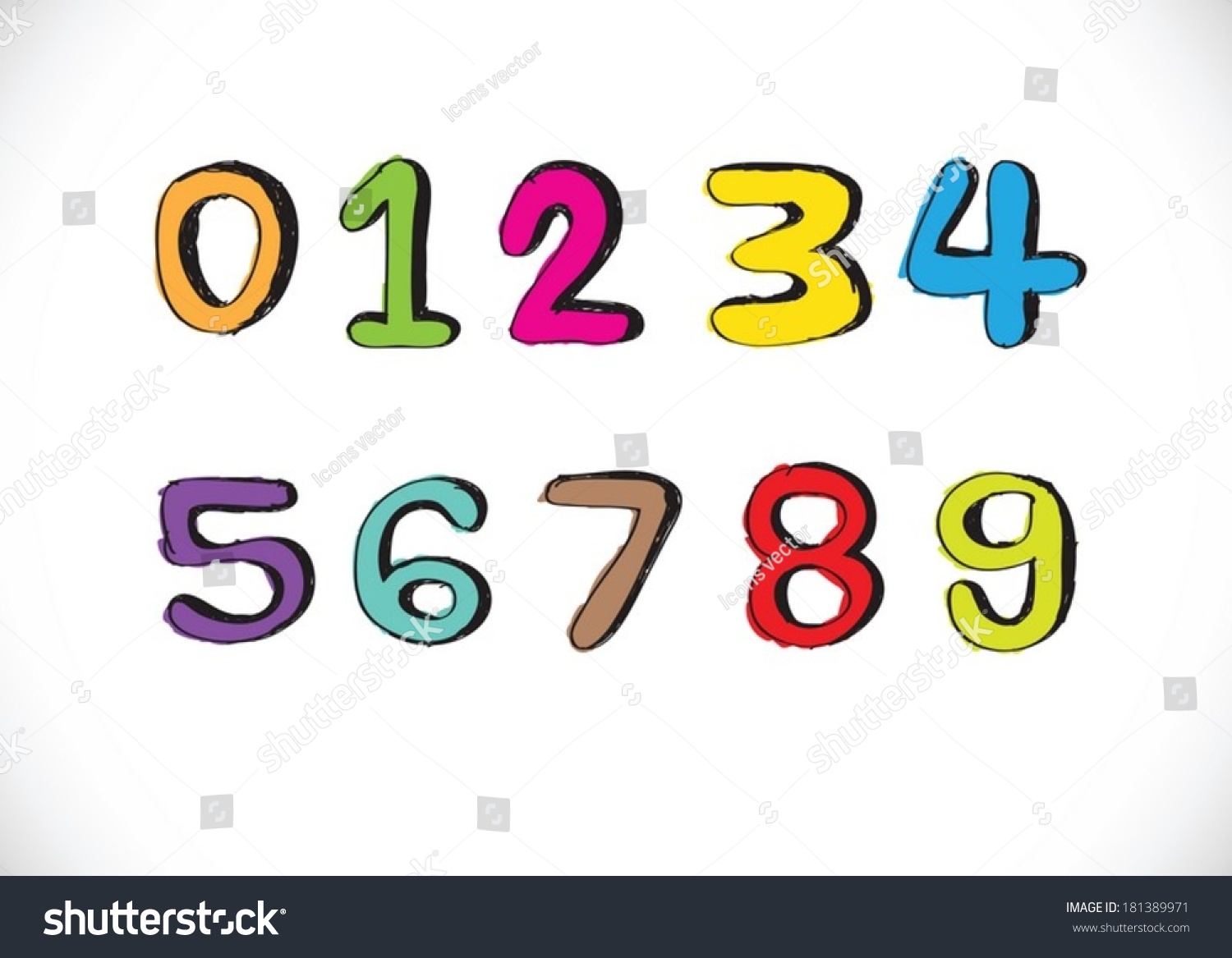 Sketch Numbers Mathematics Symbols vector de stock libre de regalías