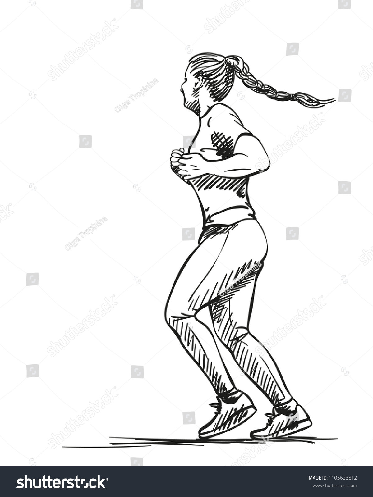 Esbozo De La Mujer Corriendo Con Vector De Stock Libre De Regal As