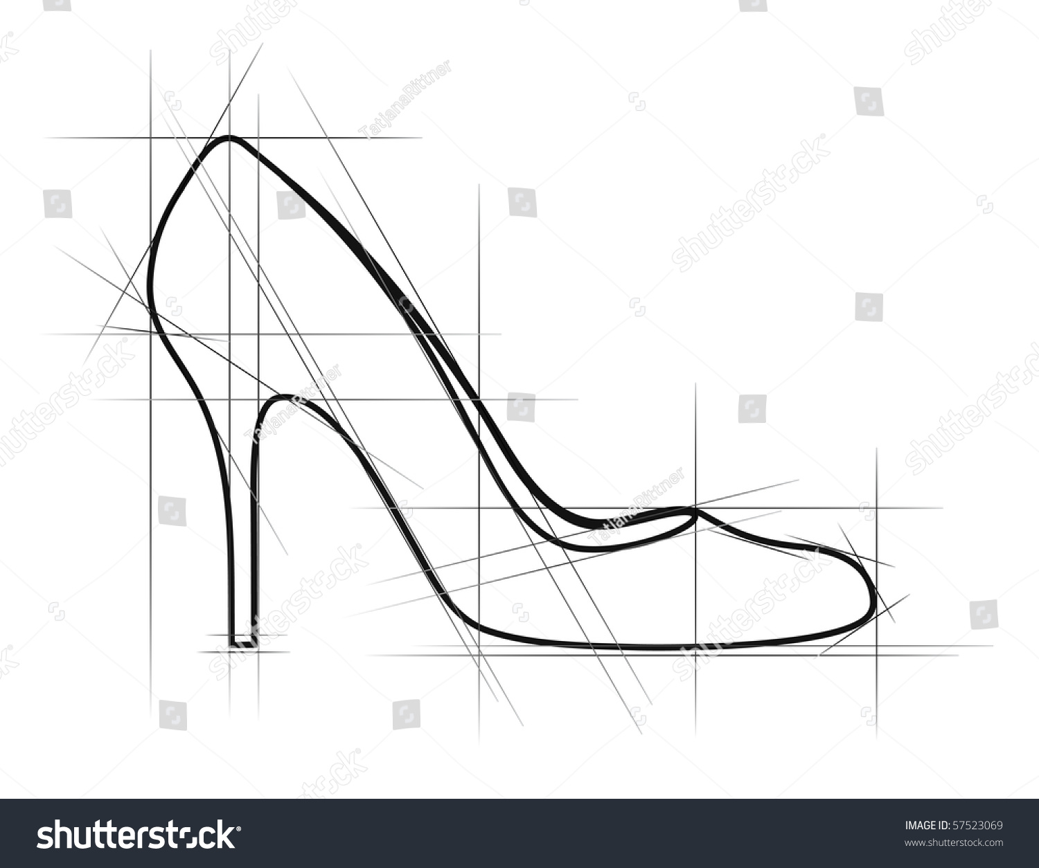 Sketch Of Women Shoe. Vector-Illustration - 57523069 : Shutterstock