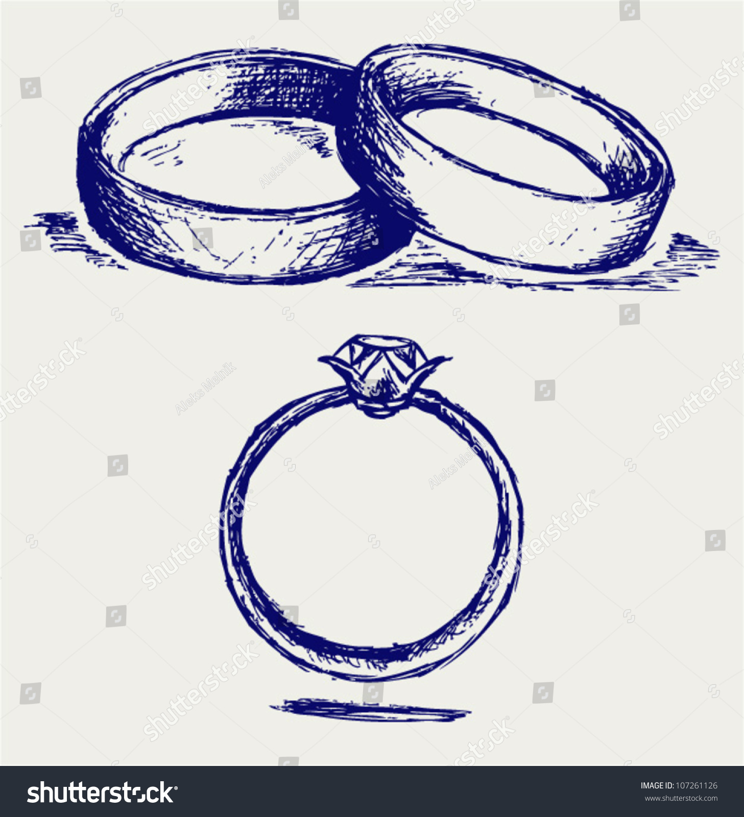 Sketch Pencil Wedding Rings Stock Vector 107261126 - Shutterstock