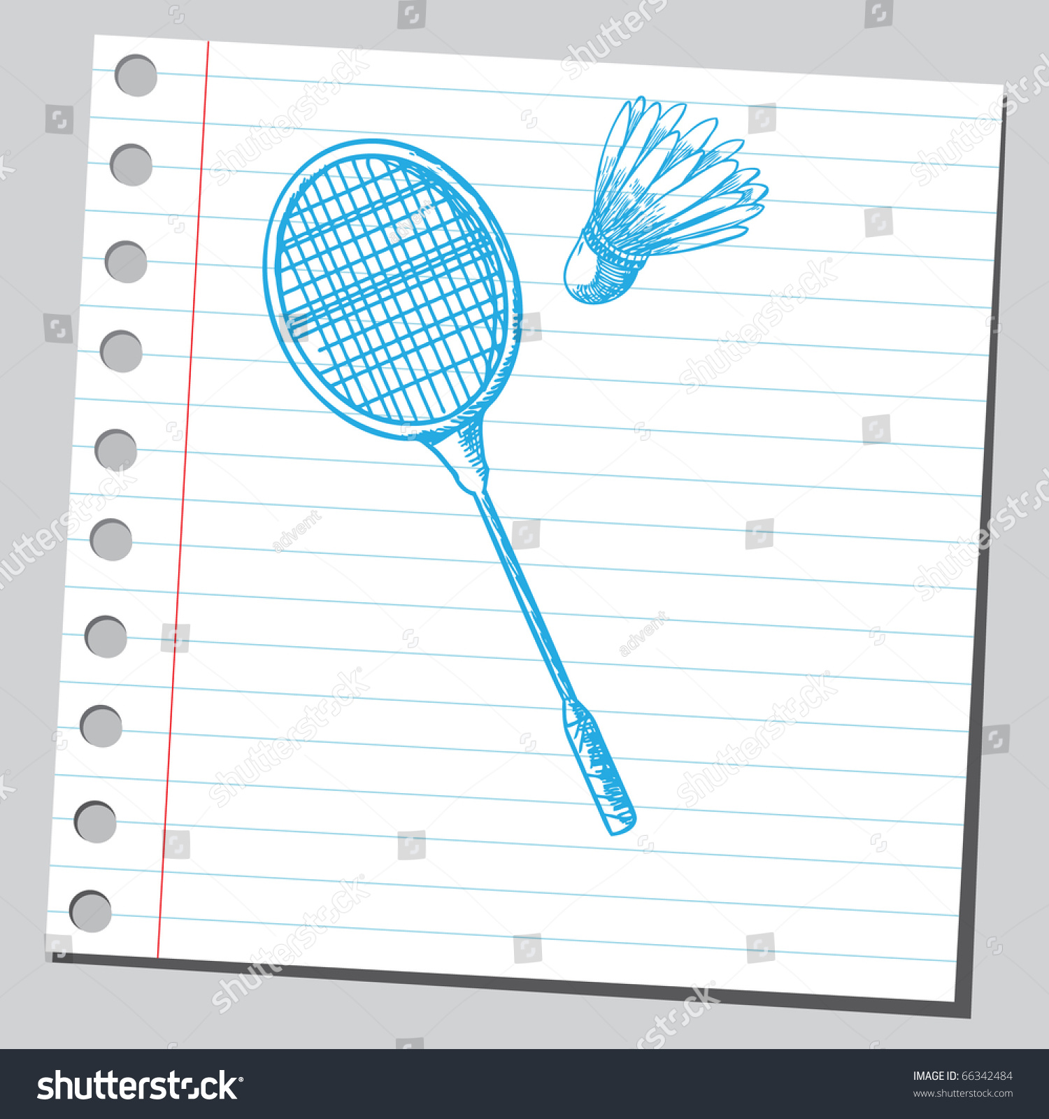 Sketch Style Vector Illustration Of A Badminton Racket And Shuttlecock 66342484 Shutterstock