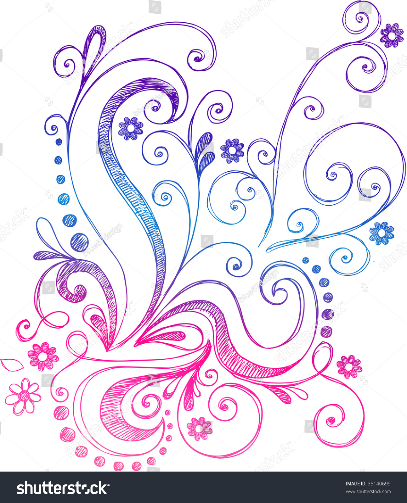 Sketchy Doodle Abstract Swirls Vector Illustration 35140699