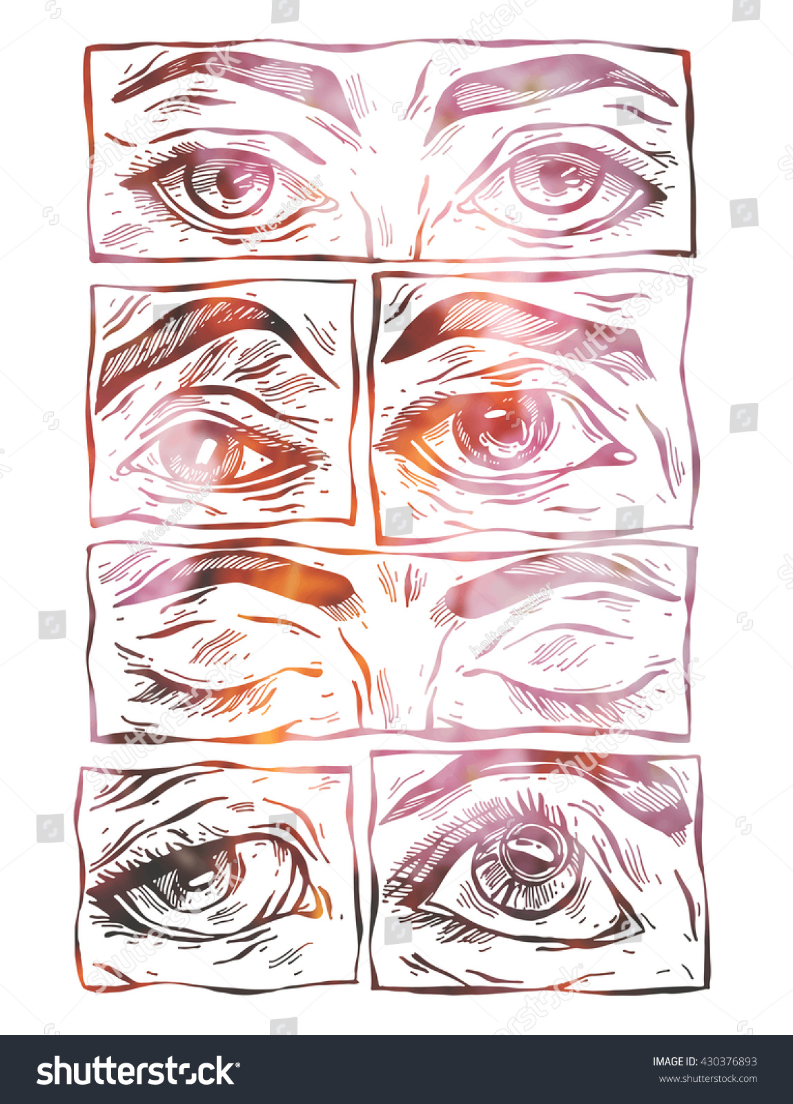 Sketchy Female Eyes Collection Setsketchy Hand Stock Vector Royalty