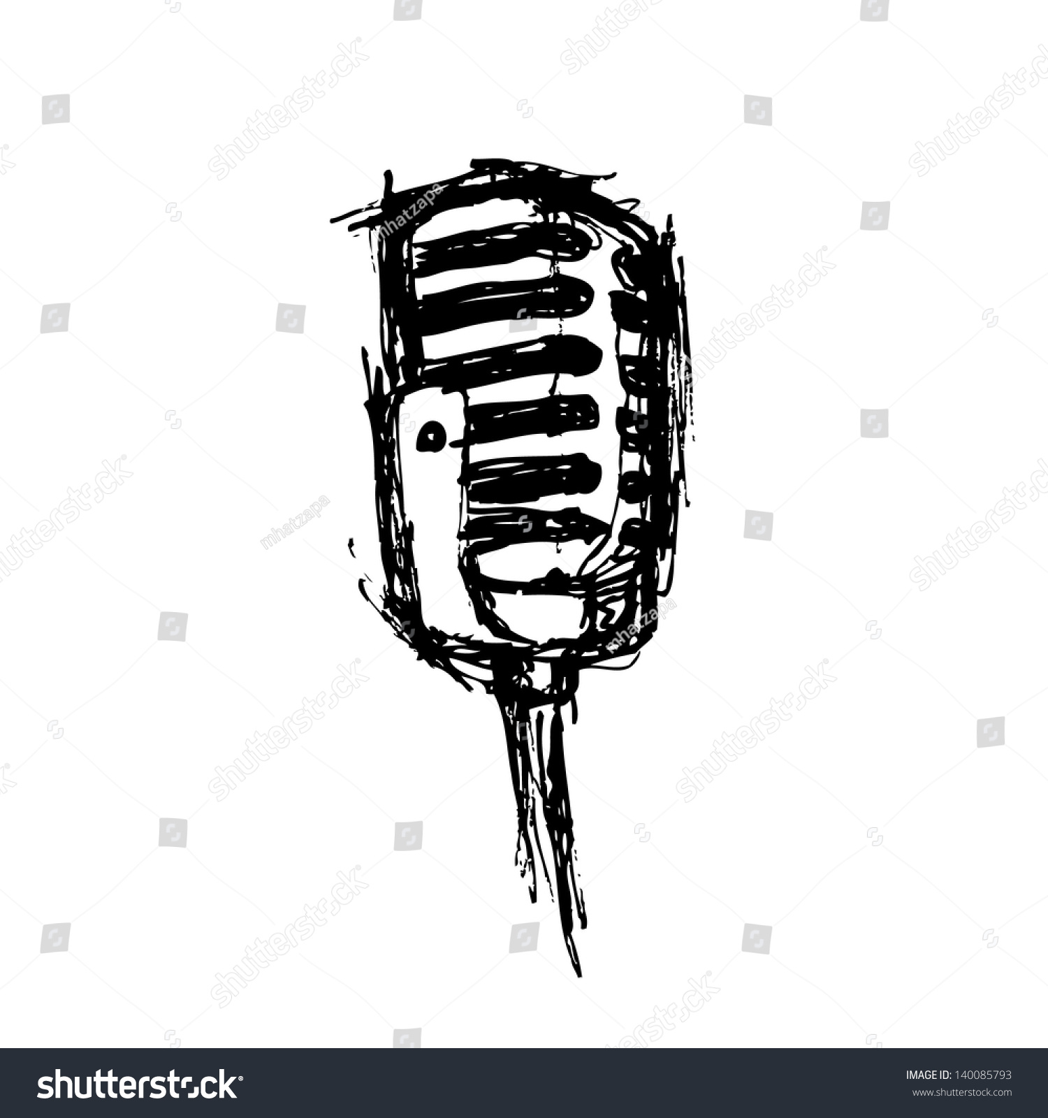 Sketchy Microphone In Doodle Style Stock Vector Illustration 140085793