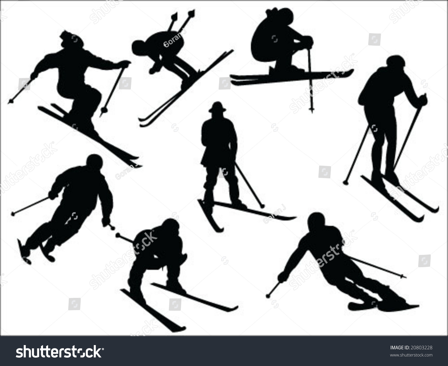 Skier Silhouette Collection Vector - 20803228 : Shutterstock
