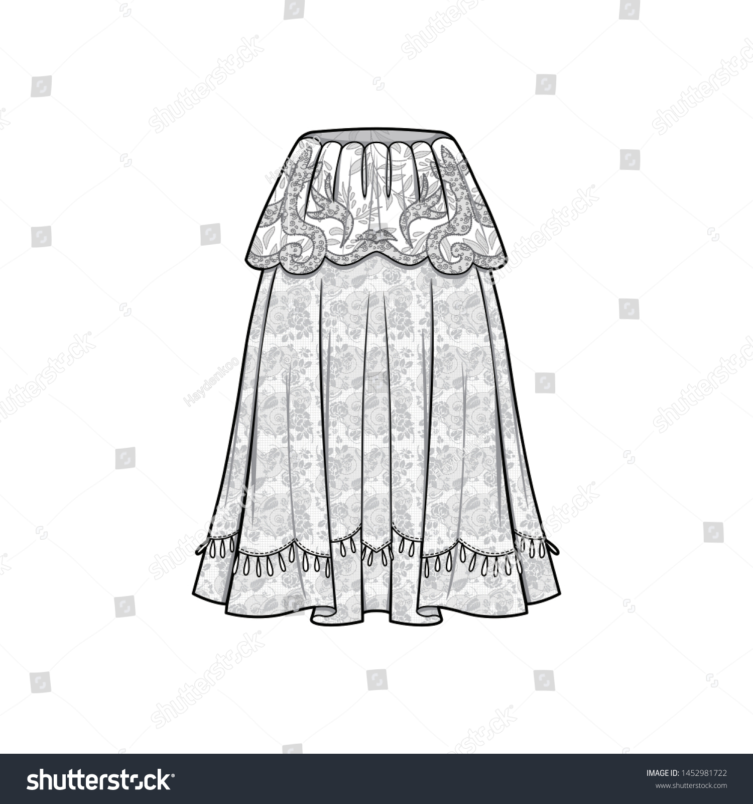 Skirt Fashion Flat Sketch Template Stock Vector Royalty Free