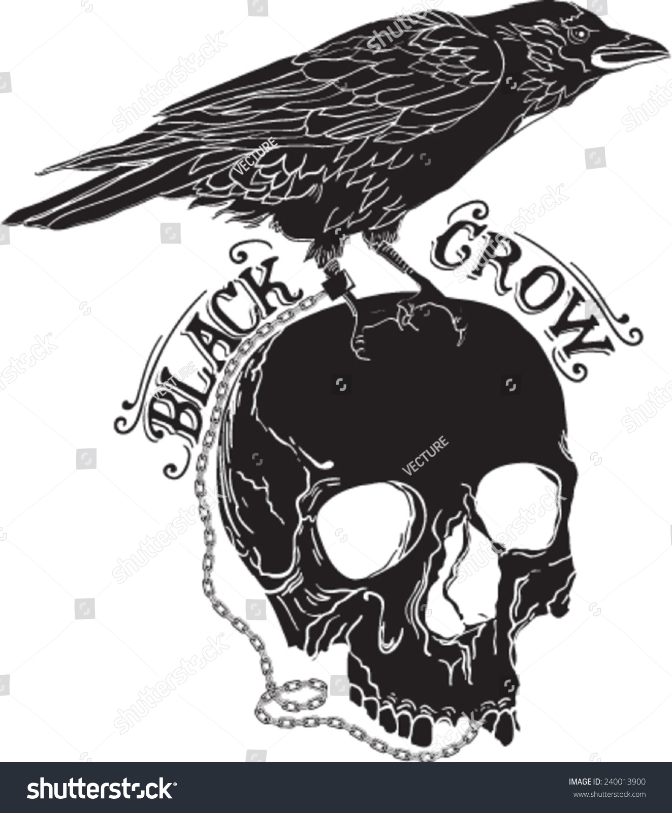 Skull Crows Sketches Stock Vector 240013900 - Shutterstock