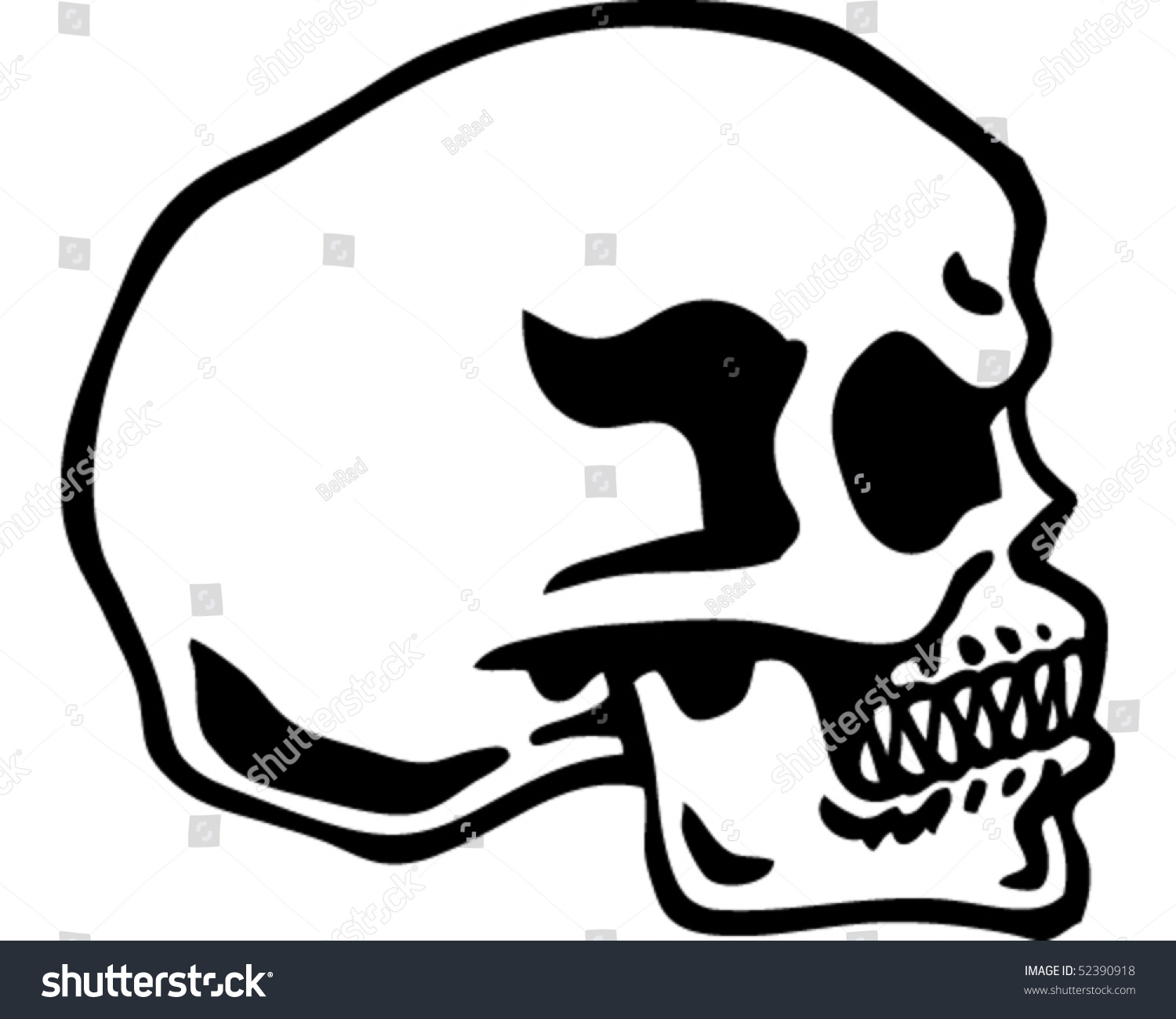 Skull Side Stock Vector Illustration 52390918 : Shutterstock