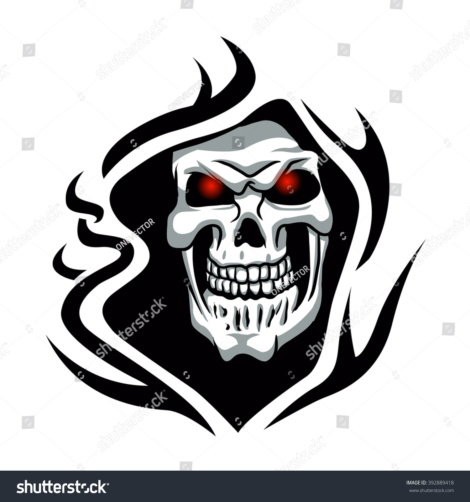 Skull Tribal Tattoogrim Reaper Stock Vector 392889418 Shutterstock