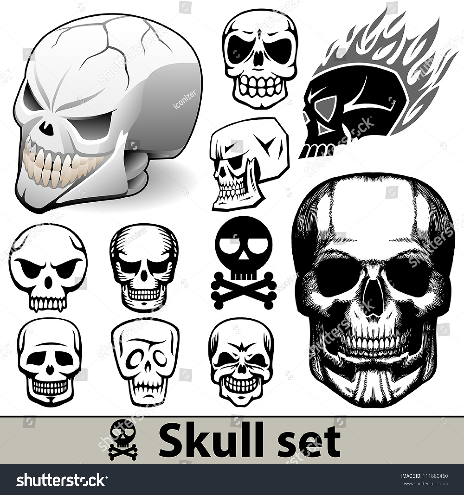 Skull Vector Set Stock Vector 111880460 - Shutterstock