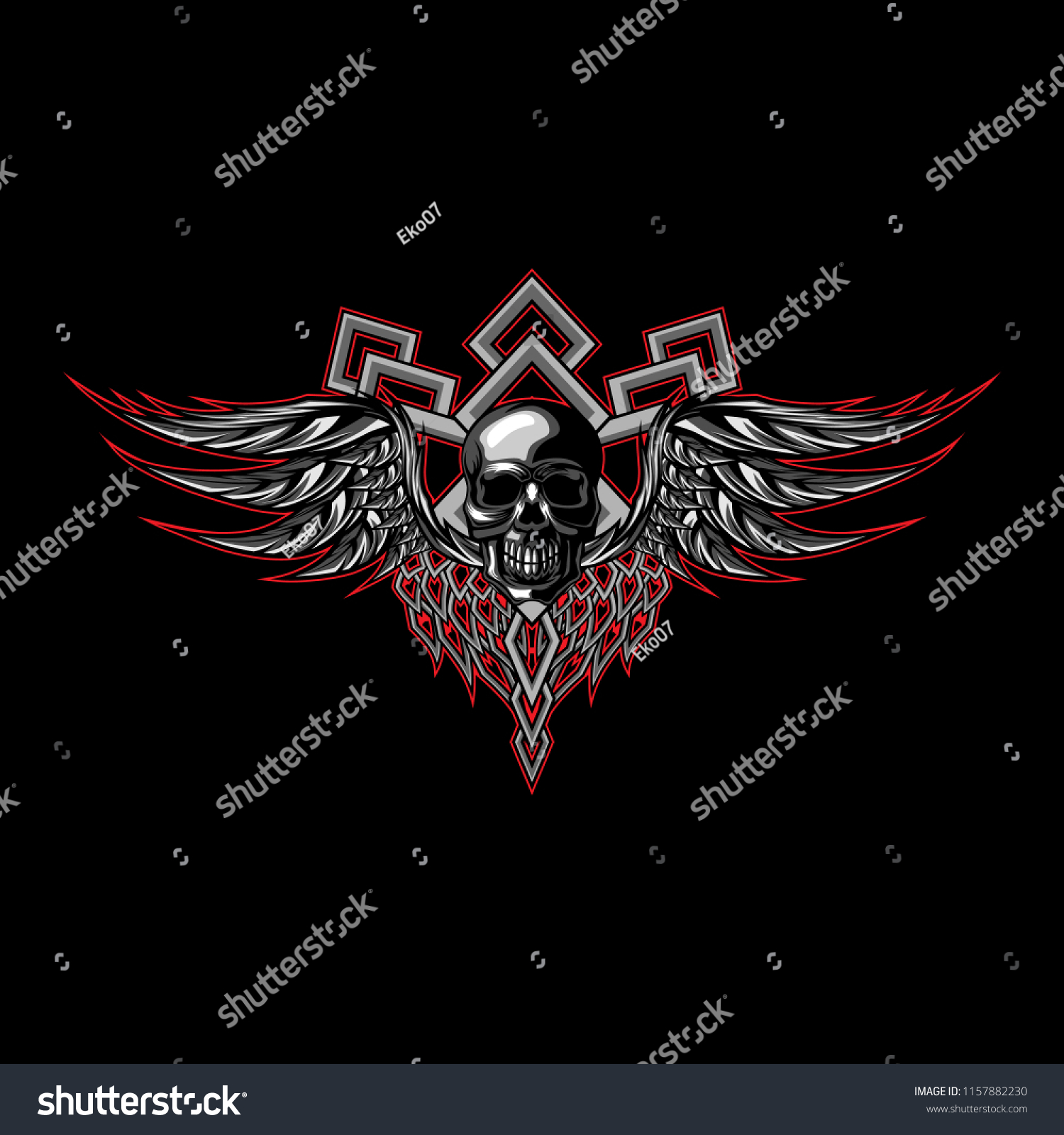 Skull Wings Vector Illustration Stock Vector Royalty Free 1157882230