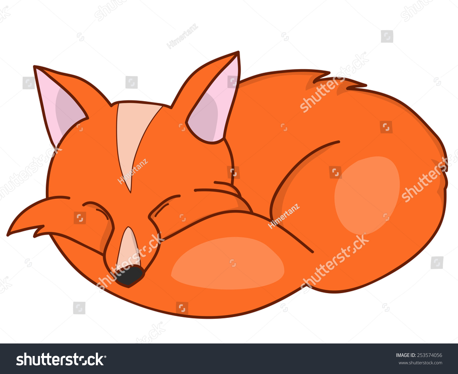 Sleeping Cute Cartoon Fox Stock Vector Illustration 253574056