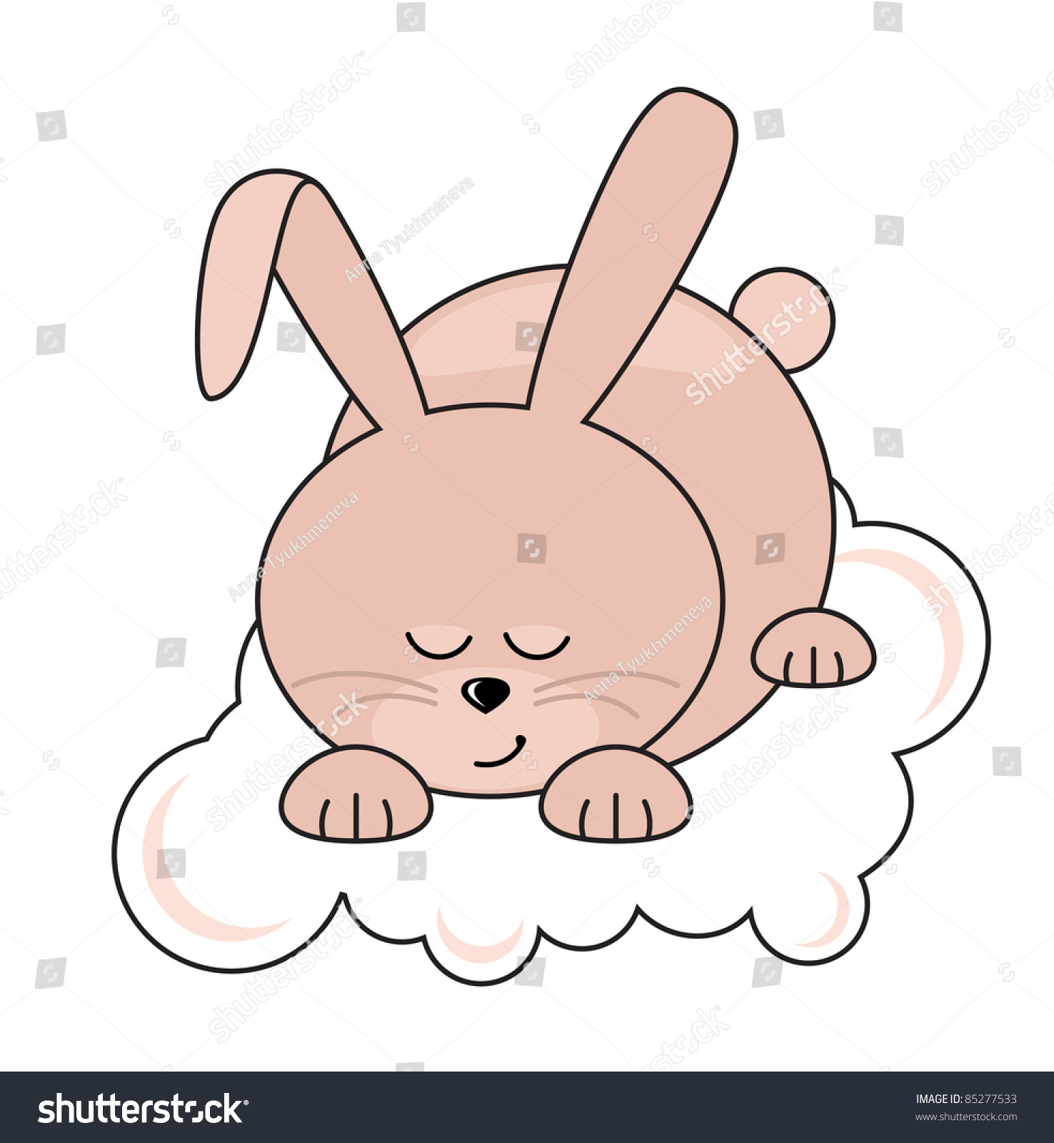Small Pink Pretty Rabbit Sleeping On Stock Vector 85277533 - Shutterstock