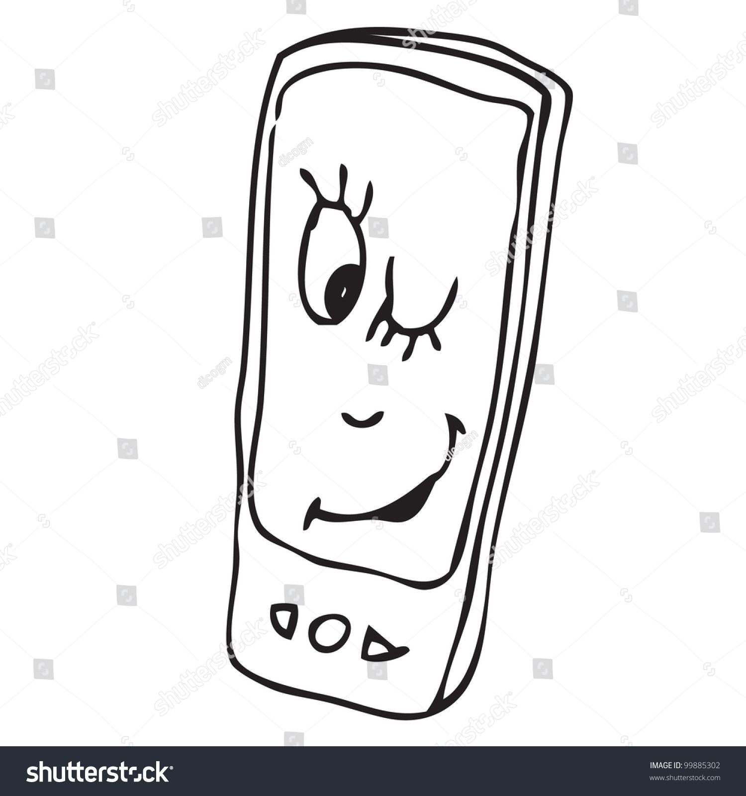 Smartphone Cartoon Stock Vector Illustration 99885302 : Shutterstock