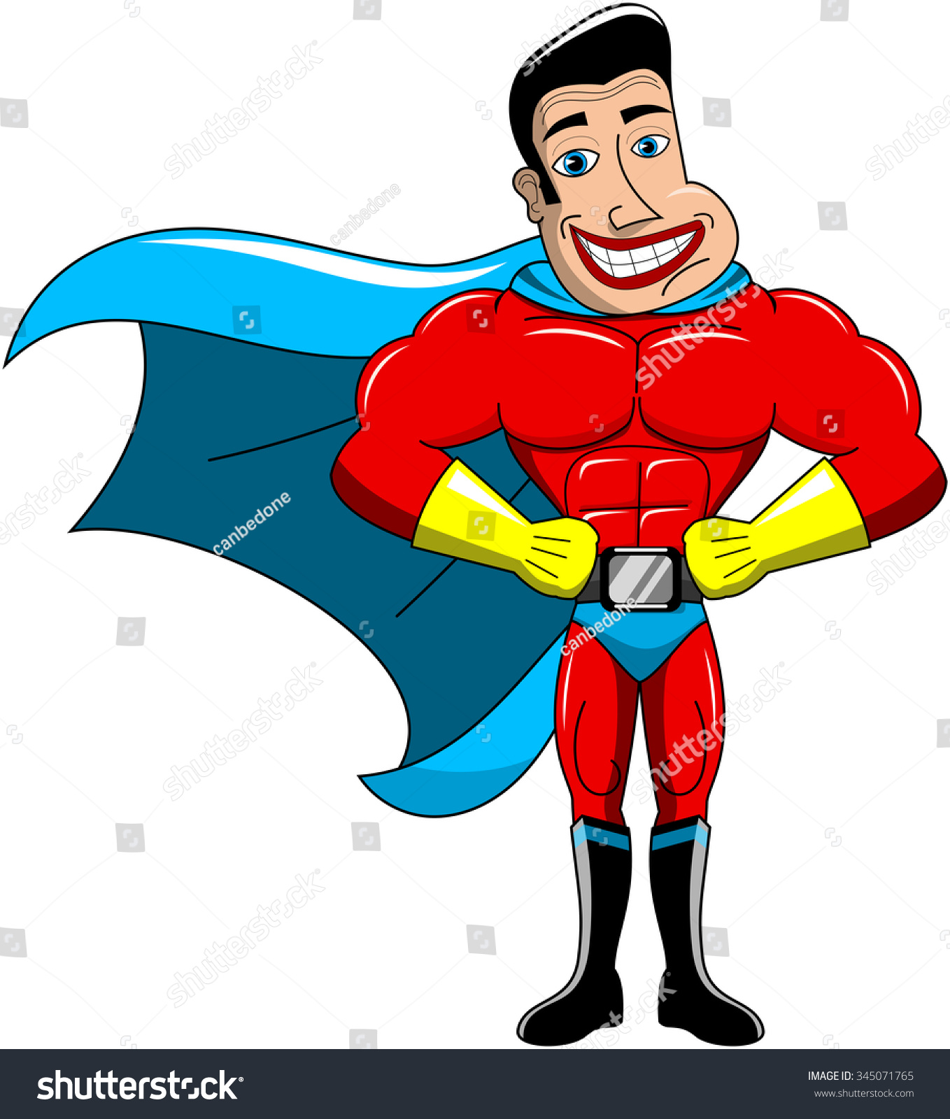 Smiling Cartoon Superhero Standing Hands On Stock Vector 345071765 Shutterstock 6707