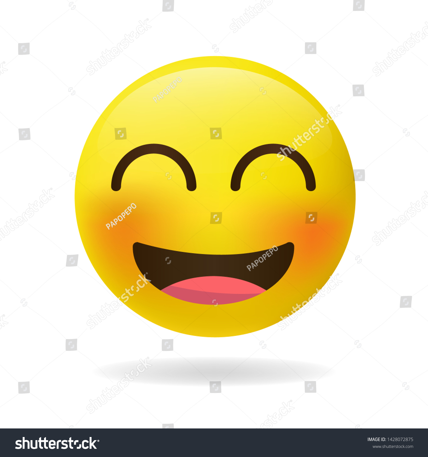 Smiling Emoji Open Mouth Vector Happy Shutterstock