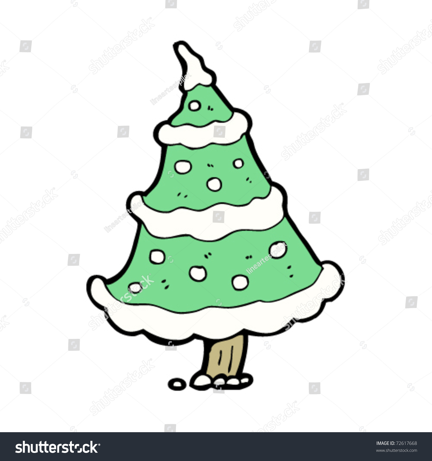 Snowy Christmas Tree Cartoon Stock Vector Illustration 72617668
