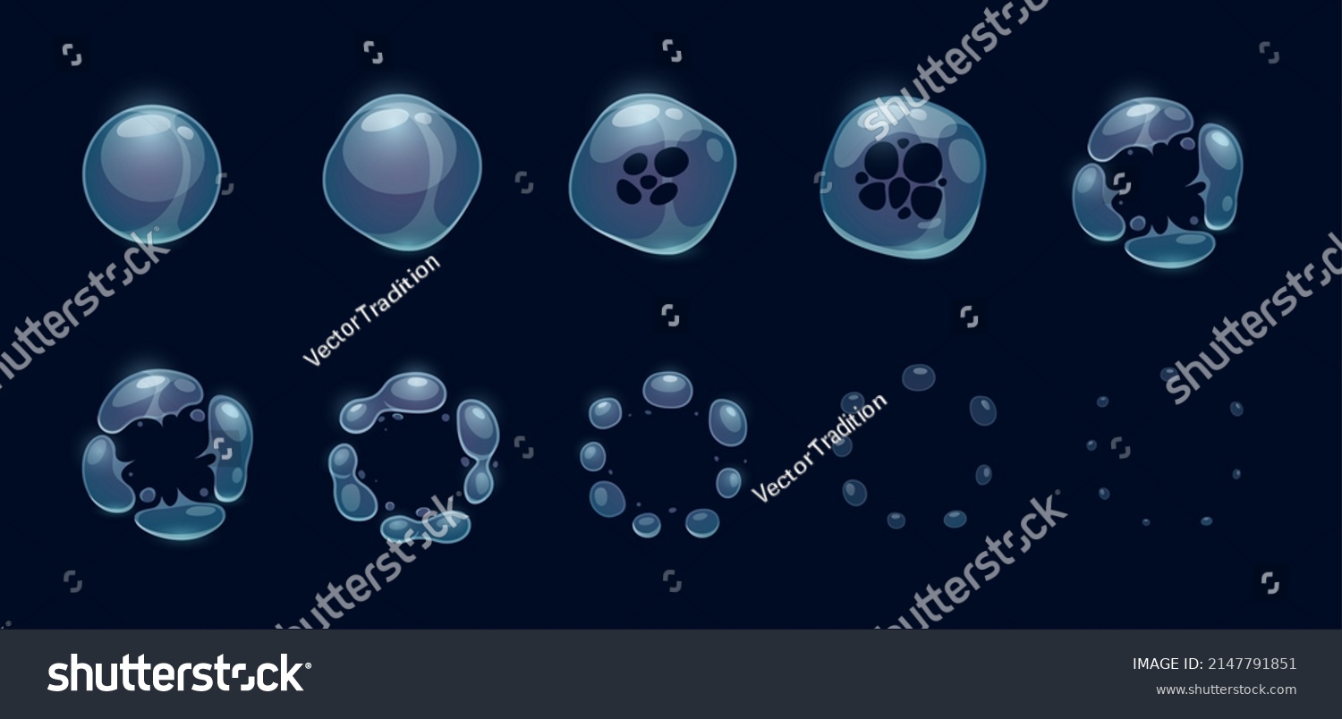 Soap Bubble Burst Effect Animated Sprite Stock Vector Royalty Free
