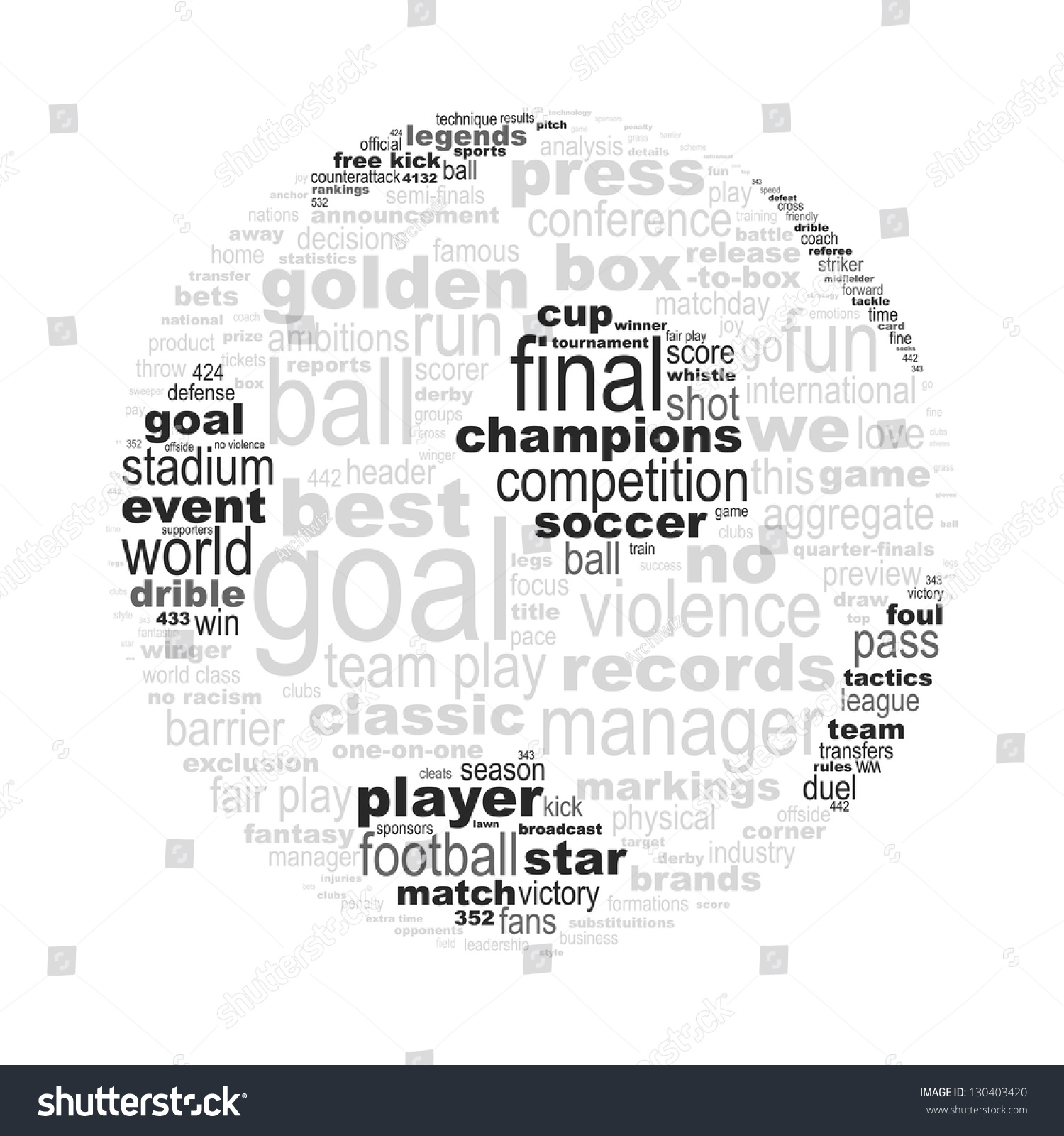 Soccer Ball Made With Words Concept Easy Colors Change By Selecting