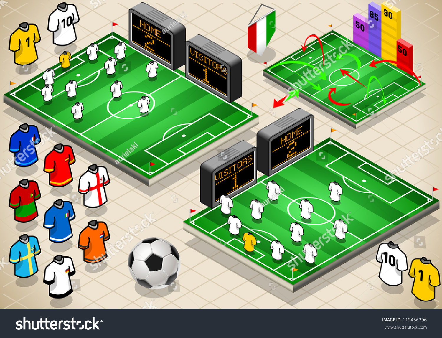 Soccer Field Set. Soccer Field Set Art. Stock Vector Illustration