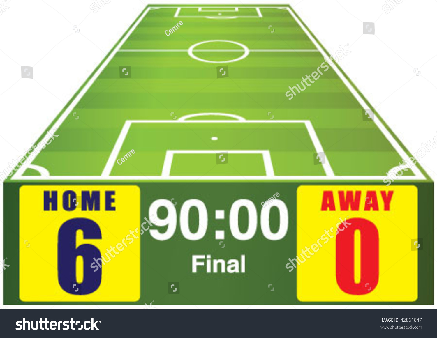 Soccer Field With Home Away Scoreboard Stock Vector Illustration