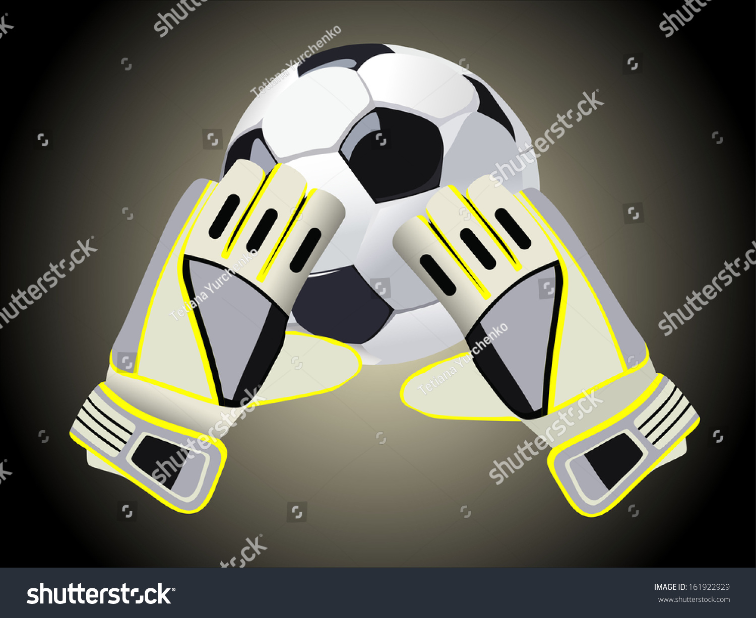 Soccer Goalkeeper Gloves And A Ball Stock Vector Illustration 161922929