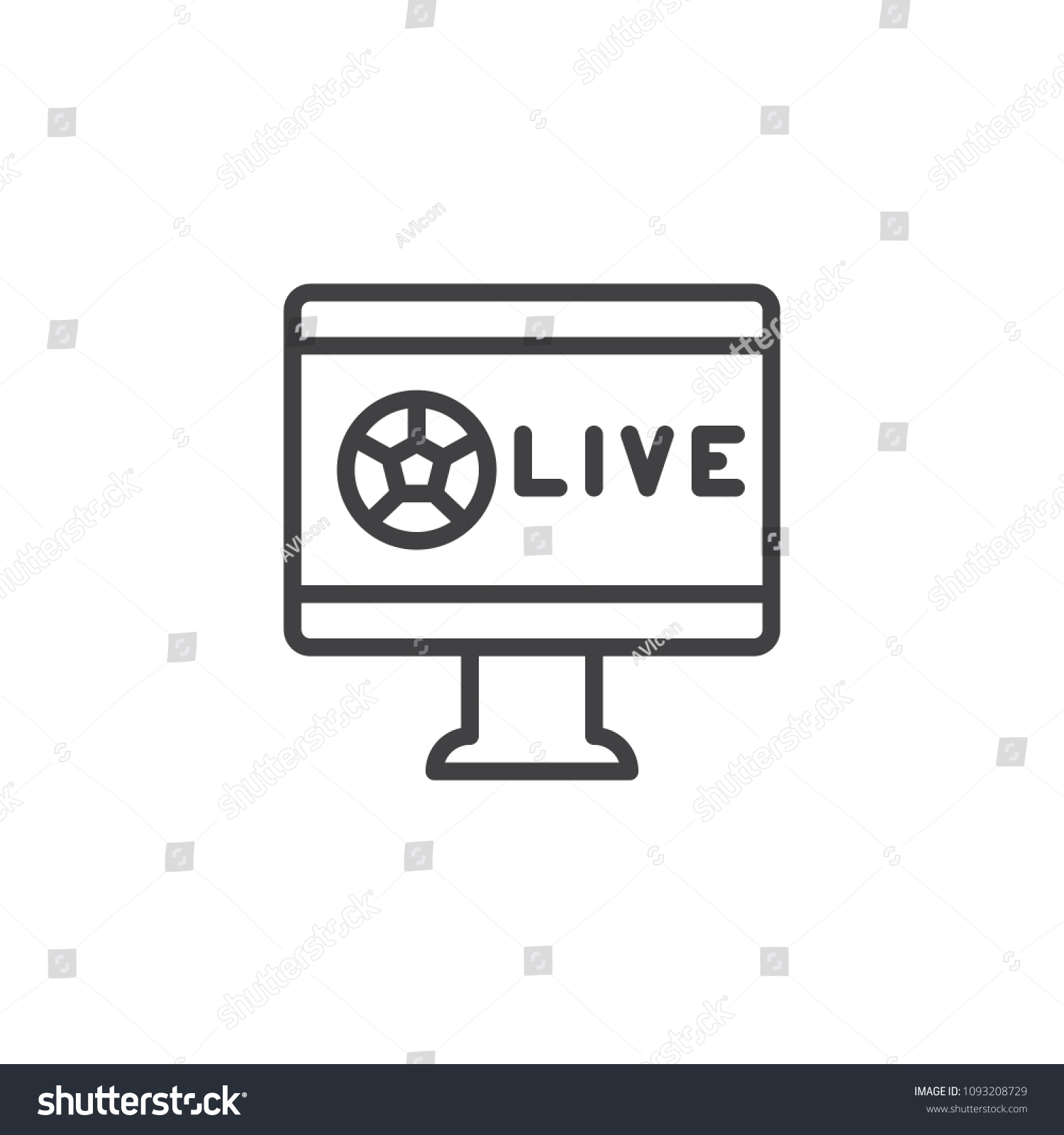 Soccer Live Match On Tv Outline Stock Vector Royalty Free