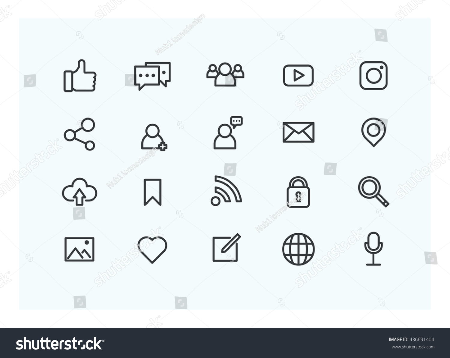 Social Icon Set Vector. - 436691404 : Shutterstock