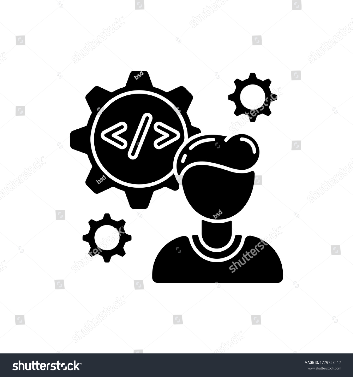 Software Engineer Black Glyph Icon Programmer Stock Vector Royalty