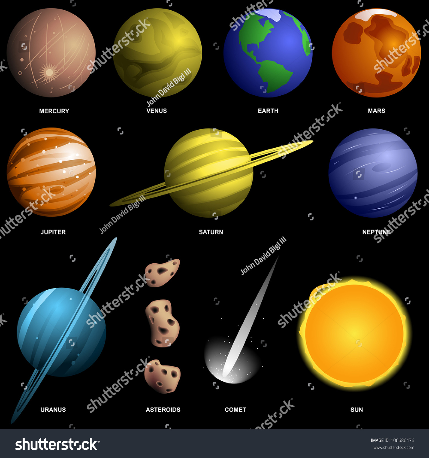 Solar System Space Objects Isolated On Stock Vector ...
