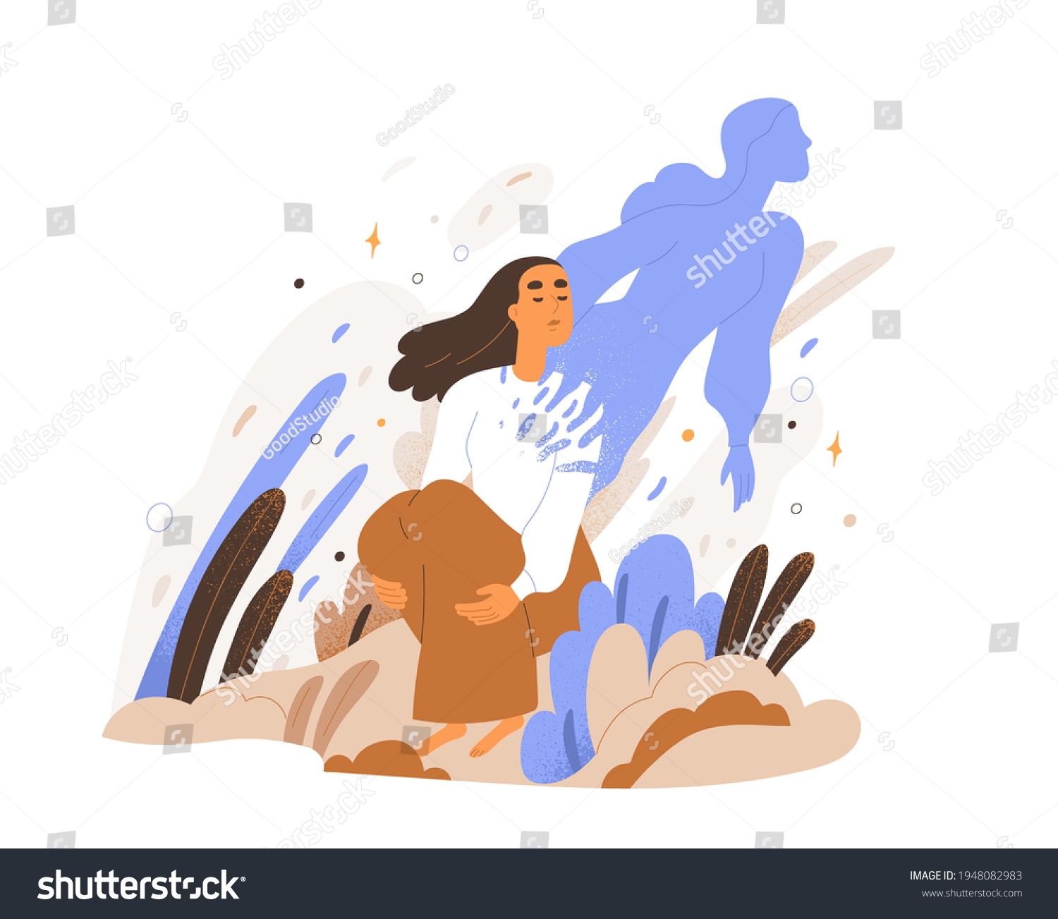 Soul Rising Leaving Human Body Concept Stock Vector Royalty Free