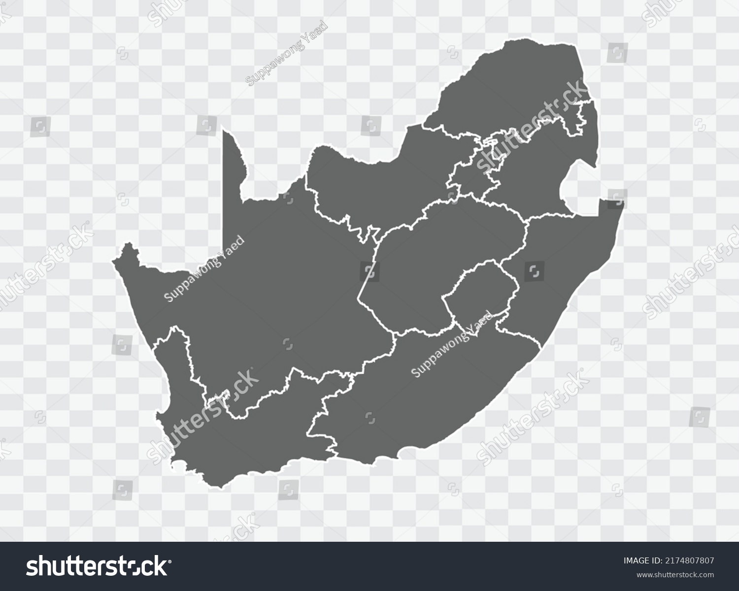 South Africa Map Grey Color On Stock Vector Royalty Free 2174807807