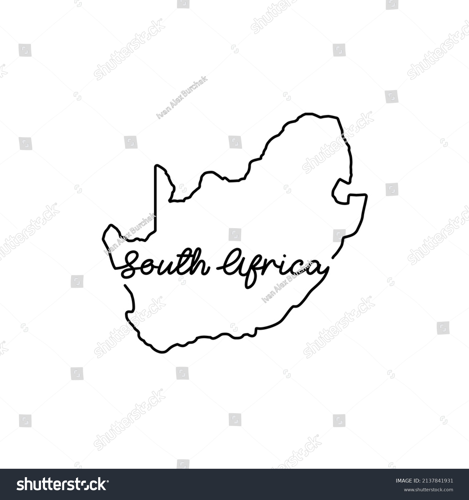 South Africa Outline Map Handwritten Country Stock Vector Royalty Free