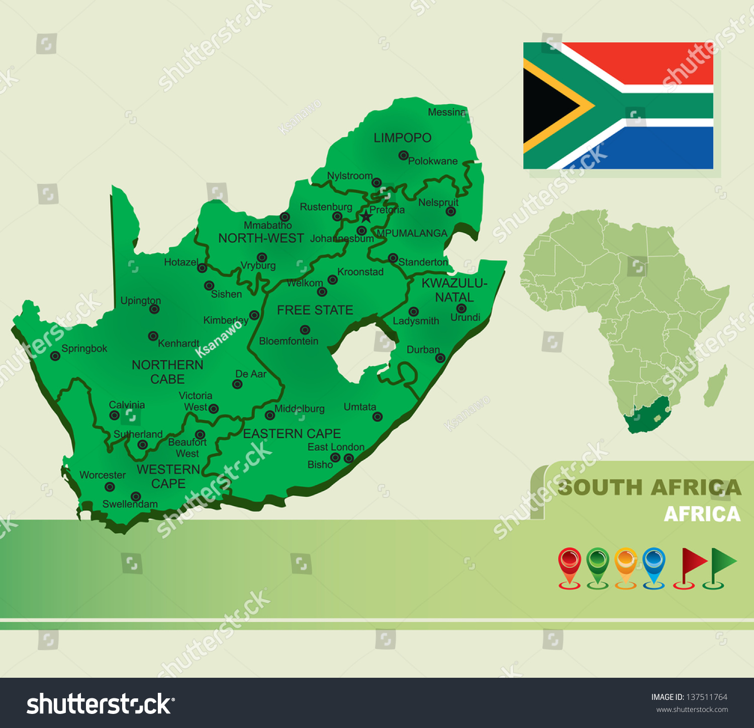 South Africa Vector Map And Flag 137511764 Shutterstock 9992