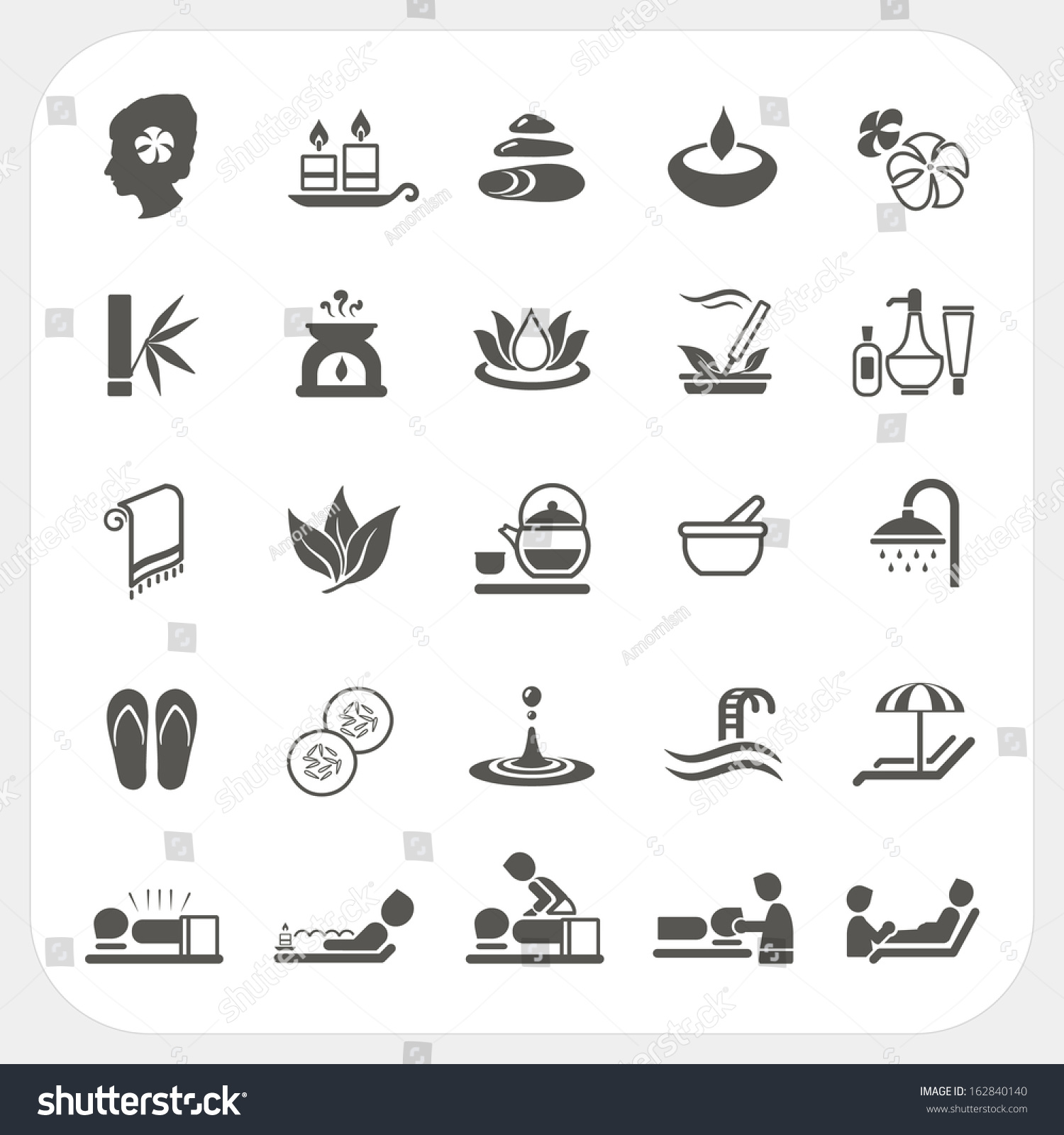 Spa And Massage Icons Set Stock Vector Illustration 162840140 Shutterstock 