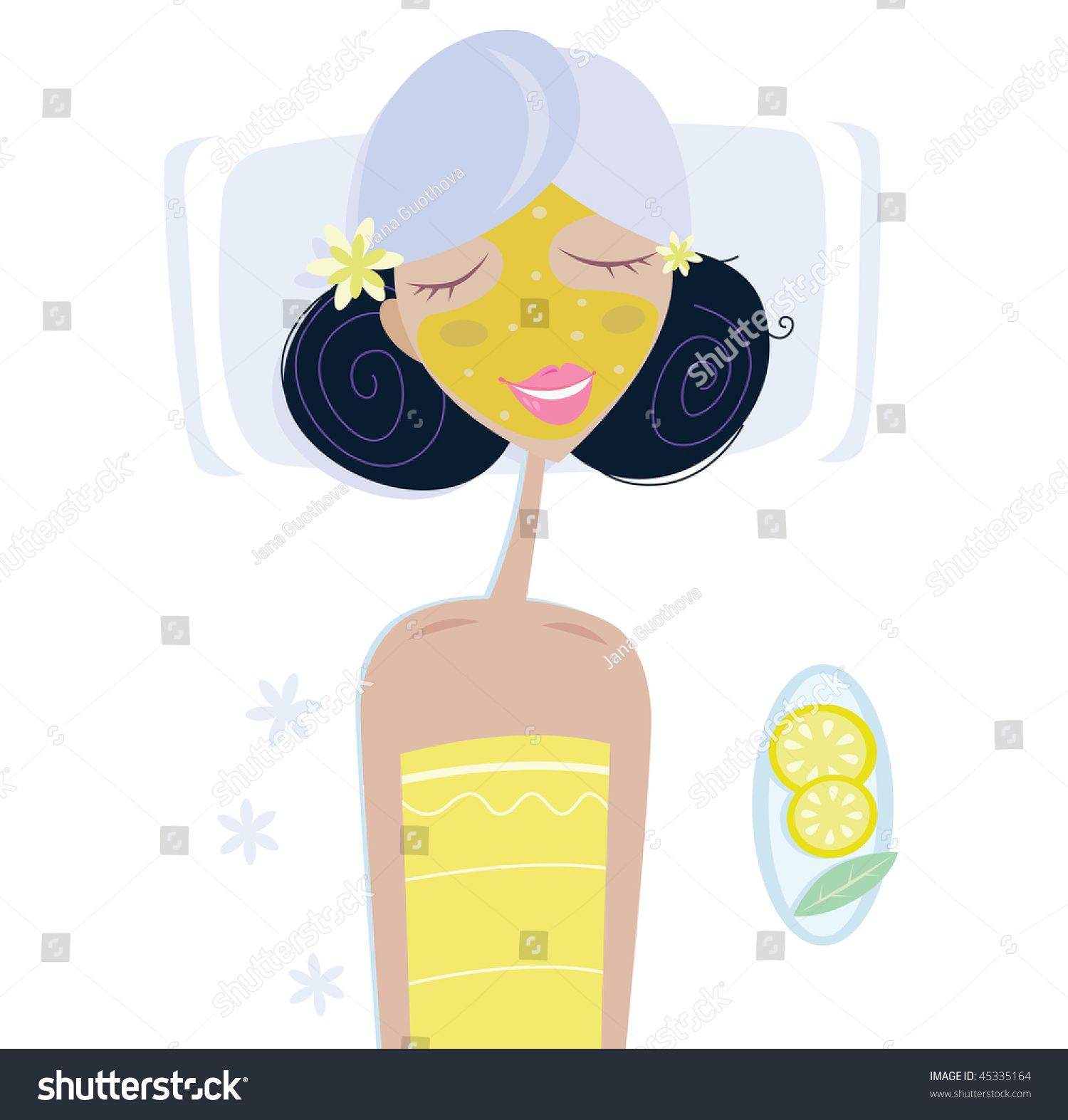 Spa Girl Face Mask Illustration Girl Stock Vector 45335164 - Shutterstock