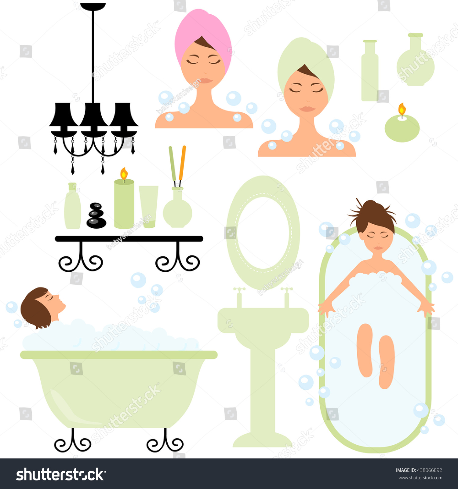 Spa salon and beauty treatment vector set Spa salon and beauty treatment vector set