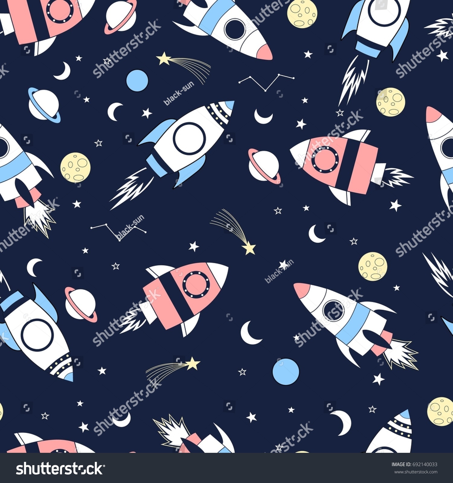 Space Seamless Pattern Print Design Vector Stock Vector Royalty Free