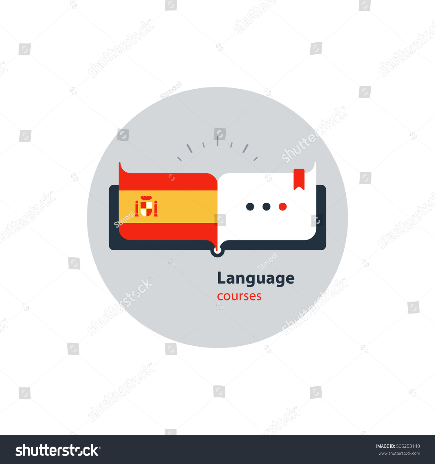 Spanish language courses advertising concept Fluent speaking foreign language Advertising concept lingual classes Flat design vector illustration Spanish language courses advertising concept Fluent speaking foreign language Advertising concept lingual classes Flat design vector illustration
