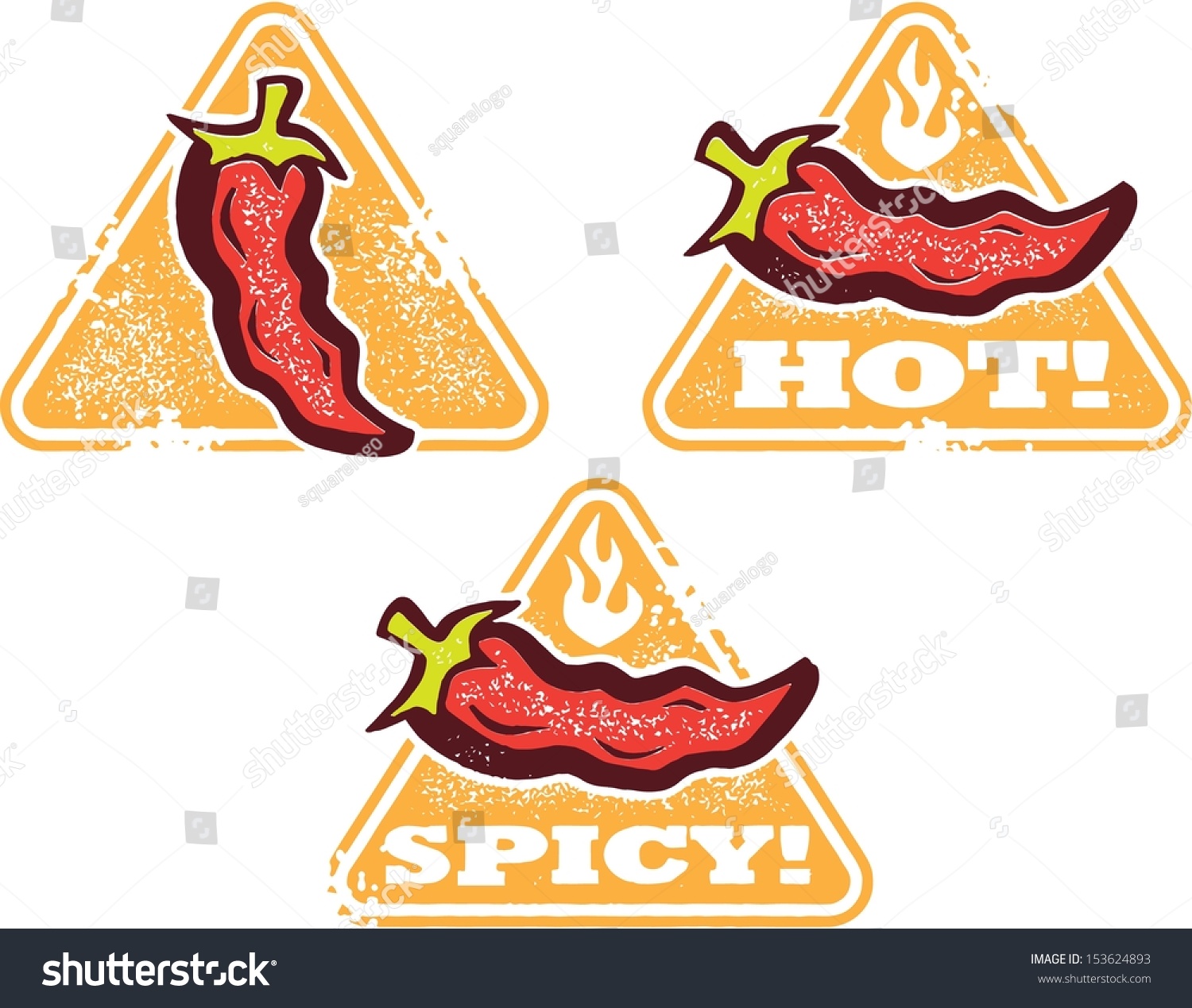 Spicy Hot Chili Pepper Warning Signs Stock Vector Illustration