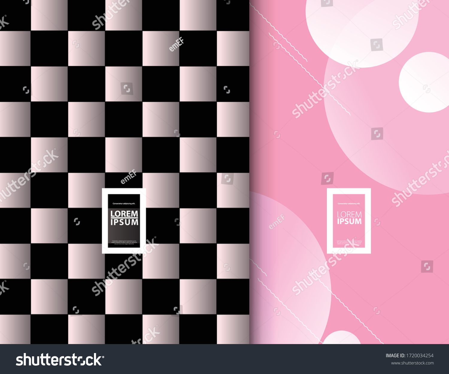 Split Design Cover Checkered Pattern Circles Stock Vector Royalty Free