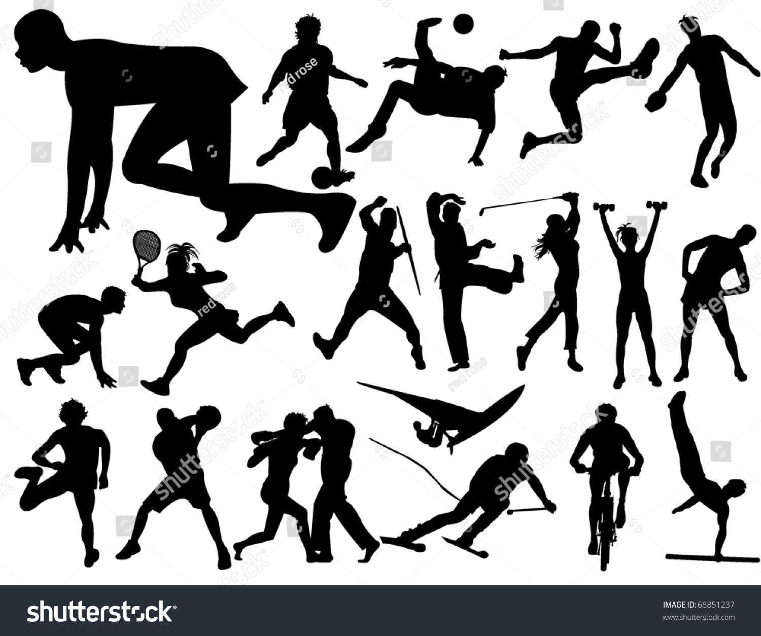 Sports Silhouettes Stock Vector Illustration 68851237 : Shutterstock